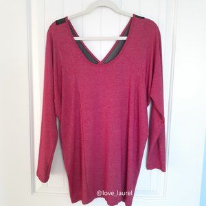 Lucy Take A Long Pause Long Sleeve Mesh Back Tunic Pink Size M